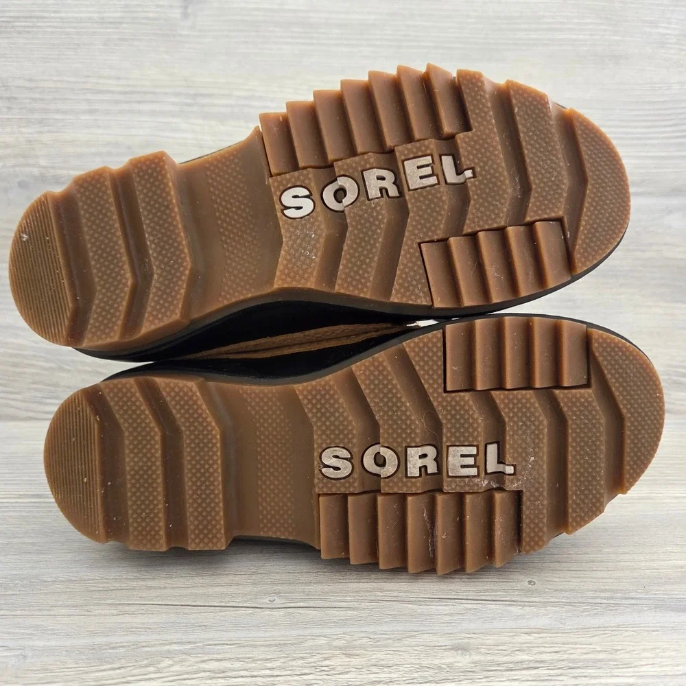 Sorel Tivoli IV Waterproof Winter Boots Tan Black Faux Fur Womens 6.5